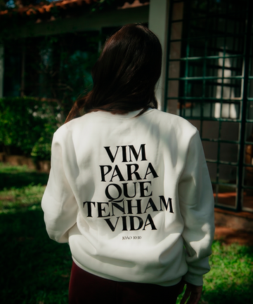 Moletom Vida Feminino OffWhite c/ Preto