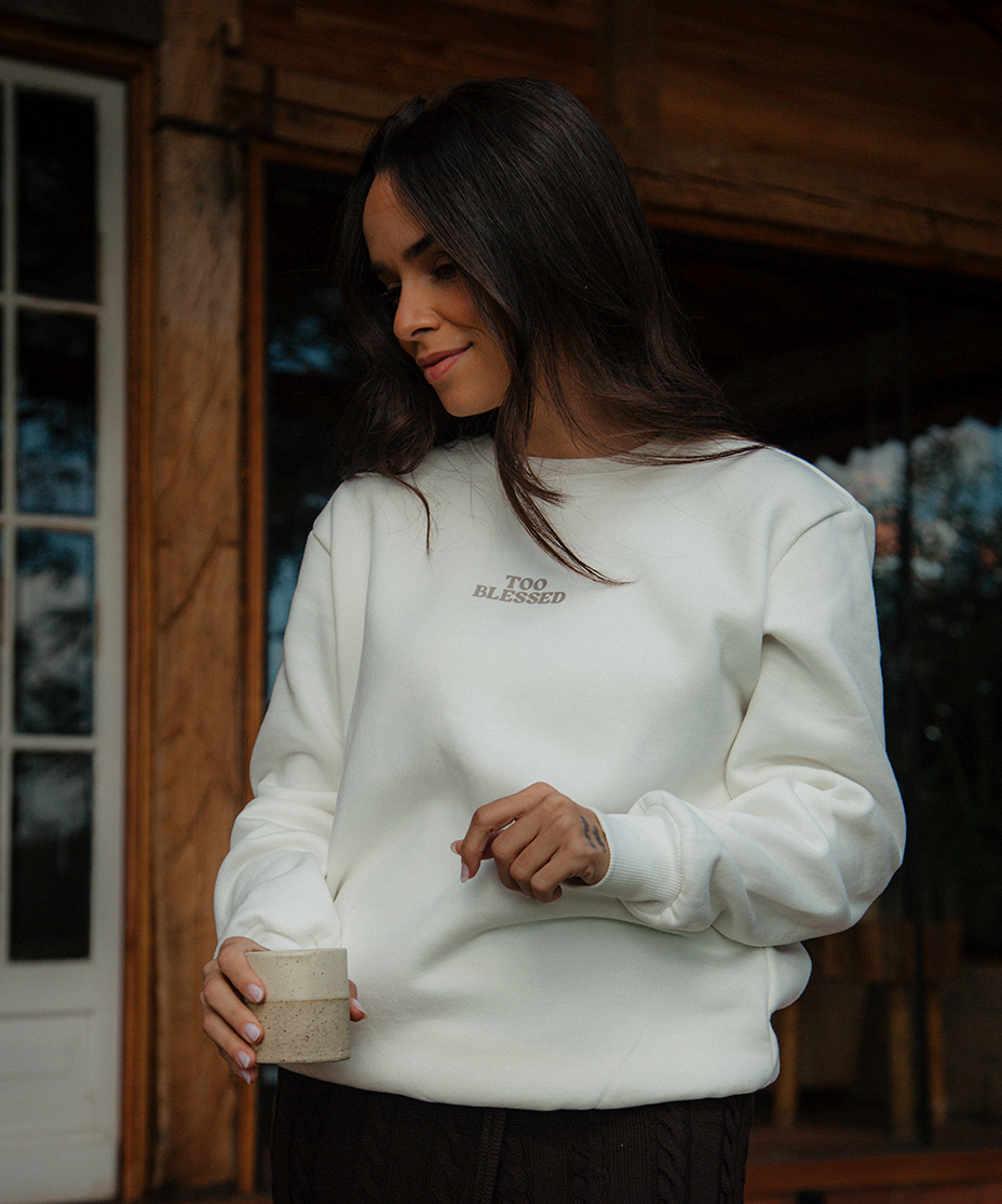 Moletom Abençoada Feminino Offwhite