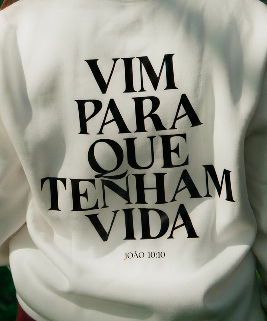Moletom Vida Feminino OffWhite c/ Preto