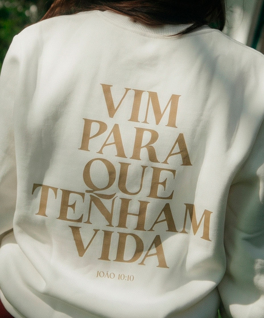Moletom Vida Feminino OffWhite c/ Bege
