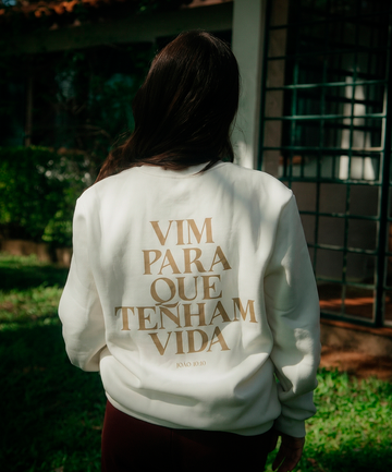 Moletom Vida Feminino OffWhite c/ Bege