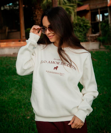 Moletom Amor de Deus Feminino Offwhite