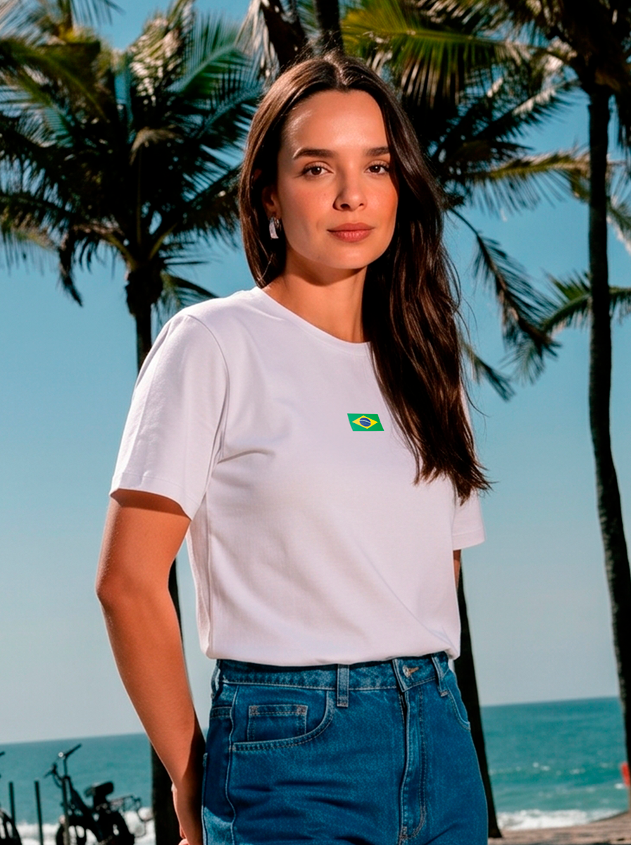 Camiseta Clássica Feminina - Brasil Off White