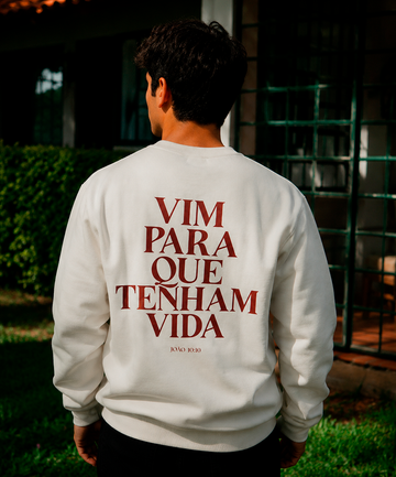 Moletom Vida Masculino Offwhite c/ Vinho