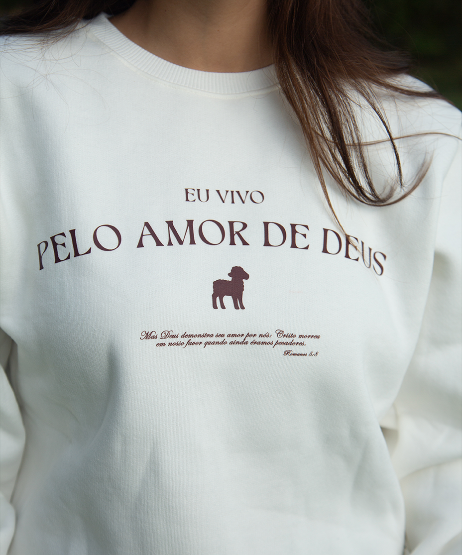 Moletom Amor de Deus Feminino Offwhite