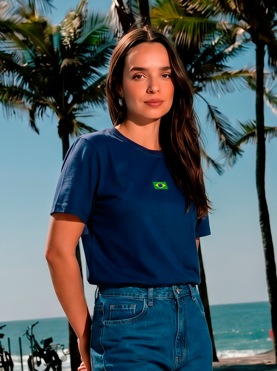 Camiseta Clássica Feminina - Brasil Azul