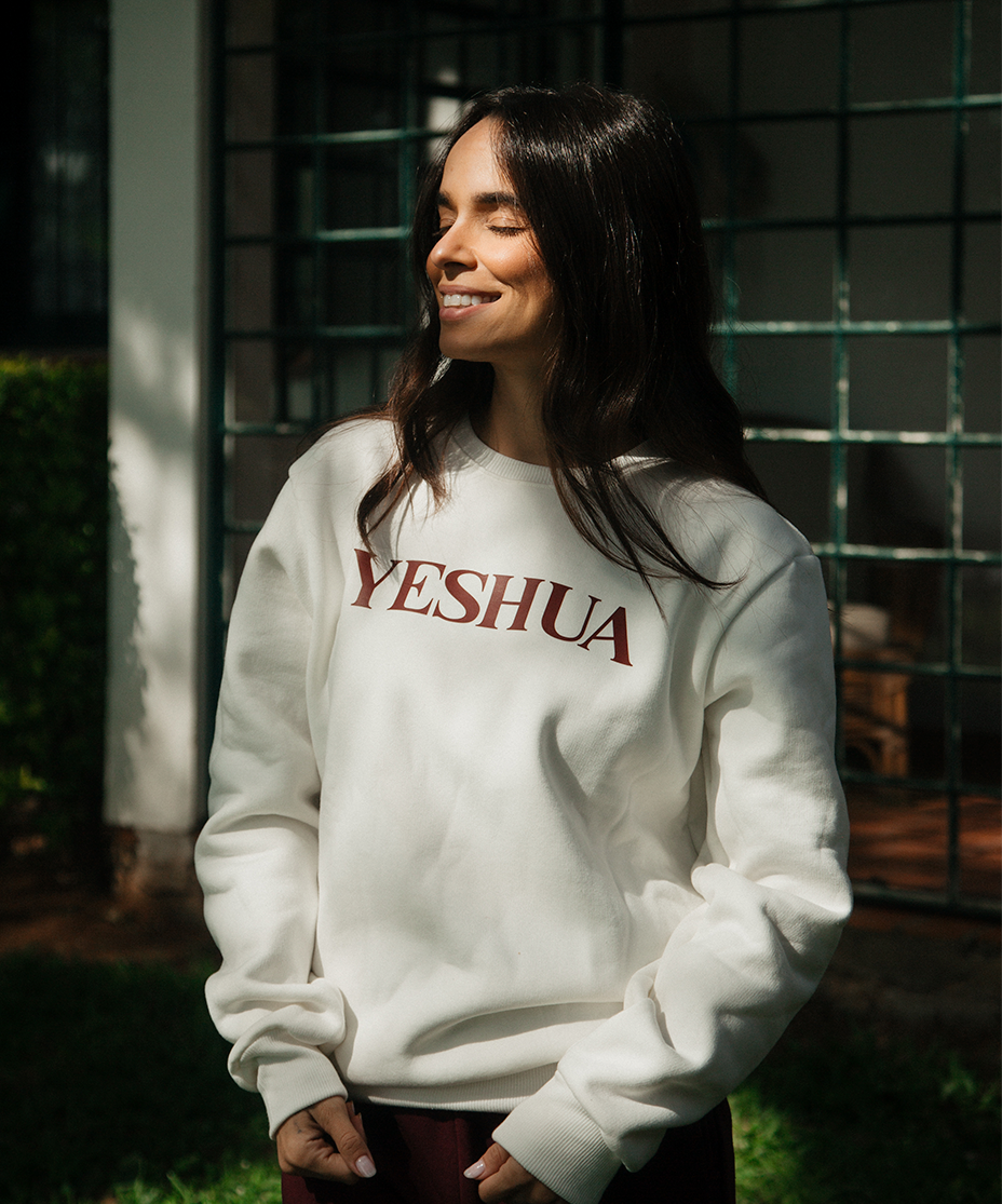 Moletom Vida Feminino OffWhite c/ Vinho