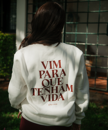 Moletom Vida Feminino OffWhite c/ Vinho