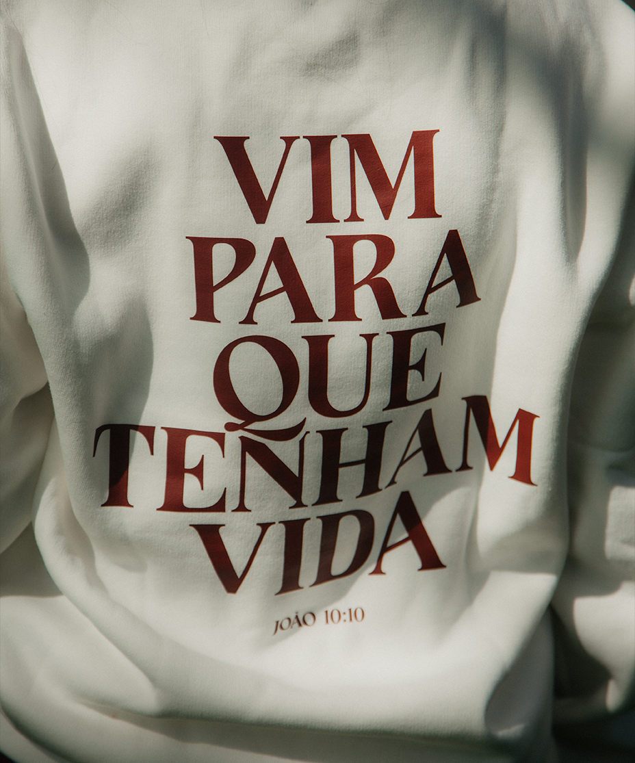 Moletom Vida Feminino OffWhite c/ Vinho