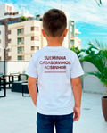 Camiseta Infantil Offwhite - Eu e minha casa servimos ao senhor