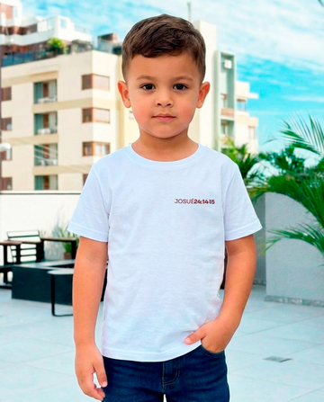 Camiseta Infantil Offwhite - Eu e minha casa servimos ao senhor