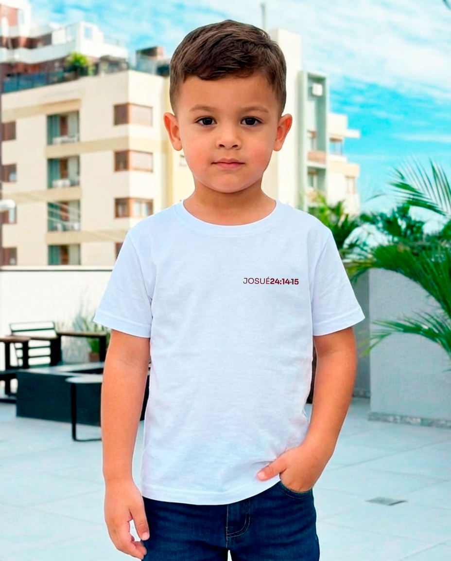 Camiseta Infantil Offwhite - Eu e minha casa servimos ao senhor