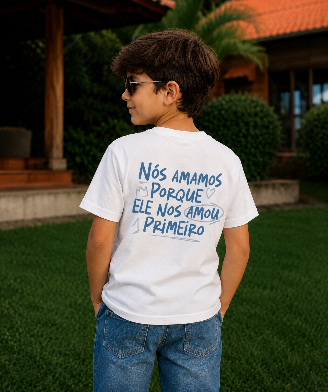 Camiseta Infantil Off White - Ele Amou Primeiro
