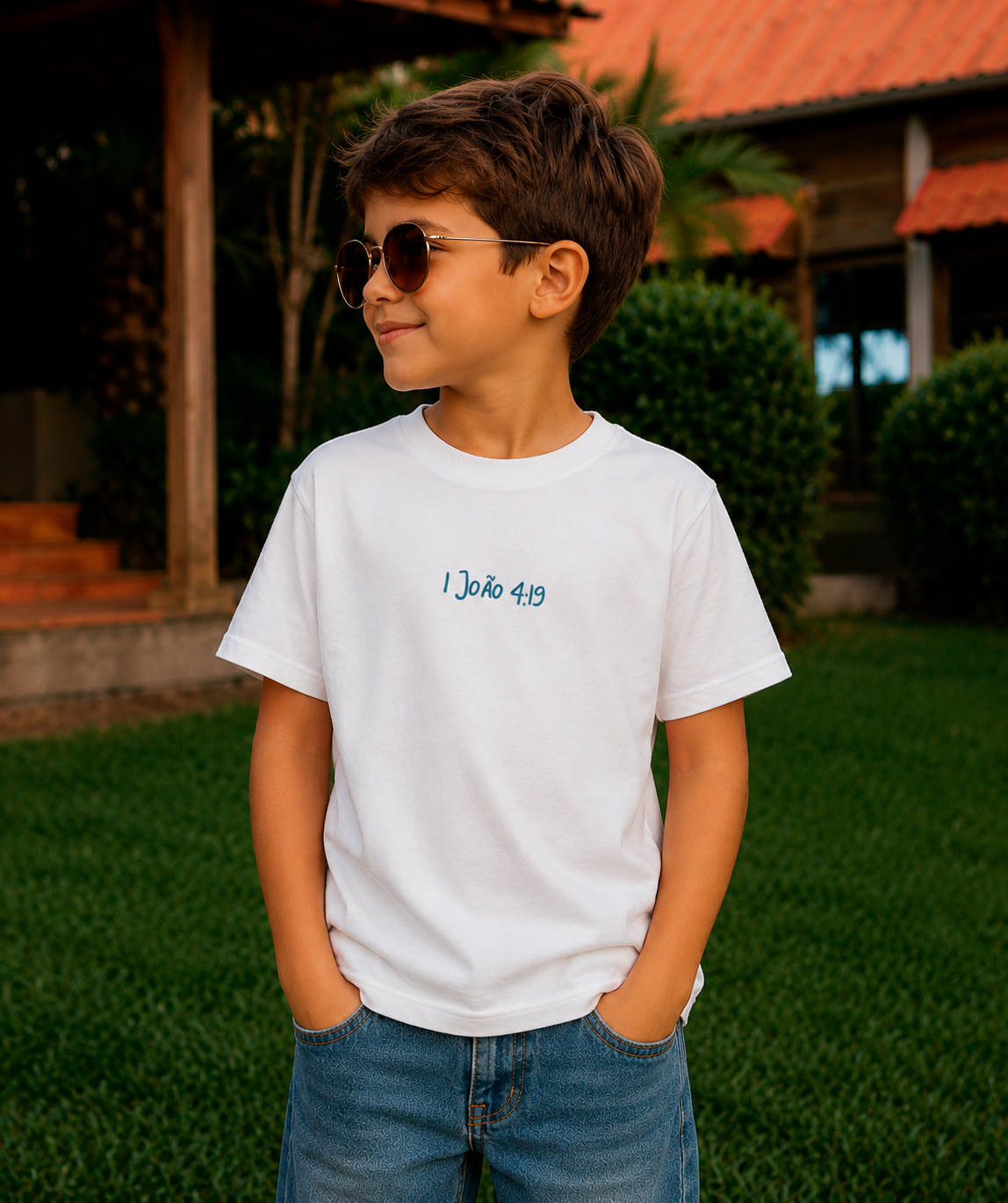 Camiseta Infantil Off White - Ele Amou Primeiro