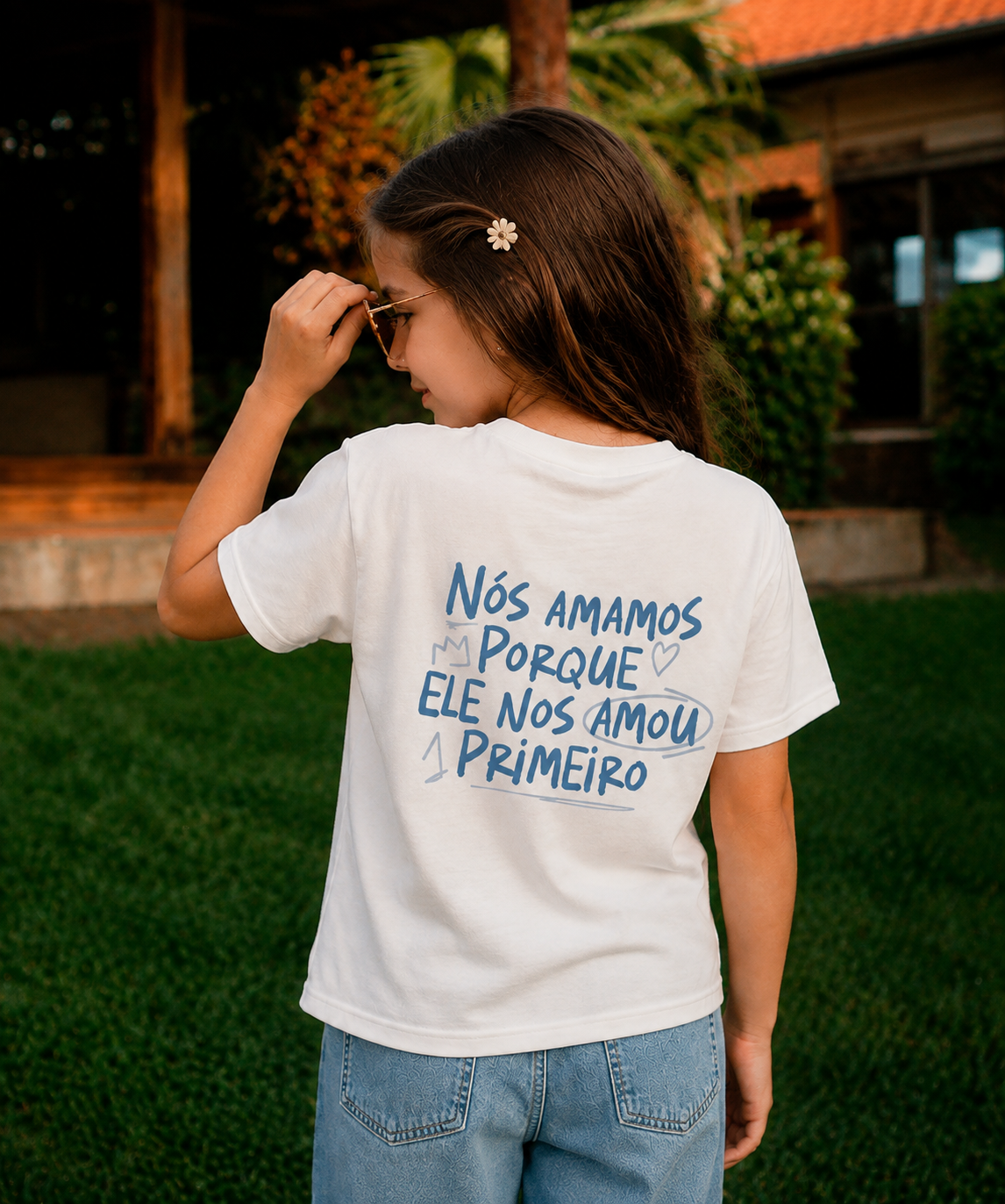 Camiseta Infantil Off White - Ele Amou Primeiro