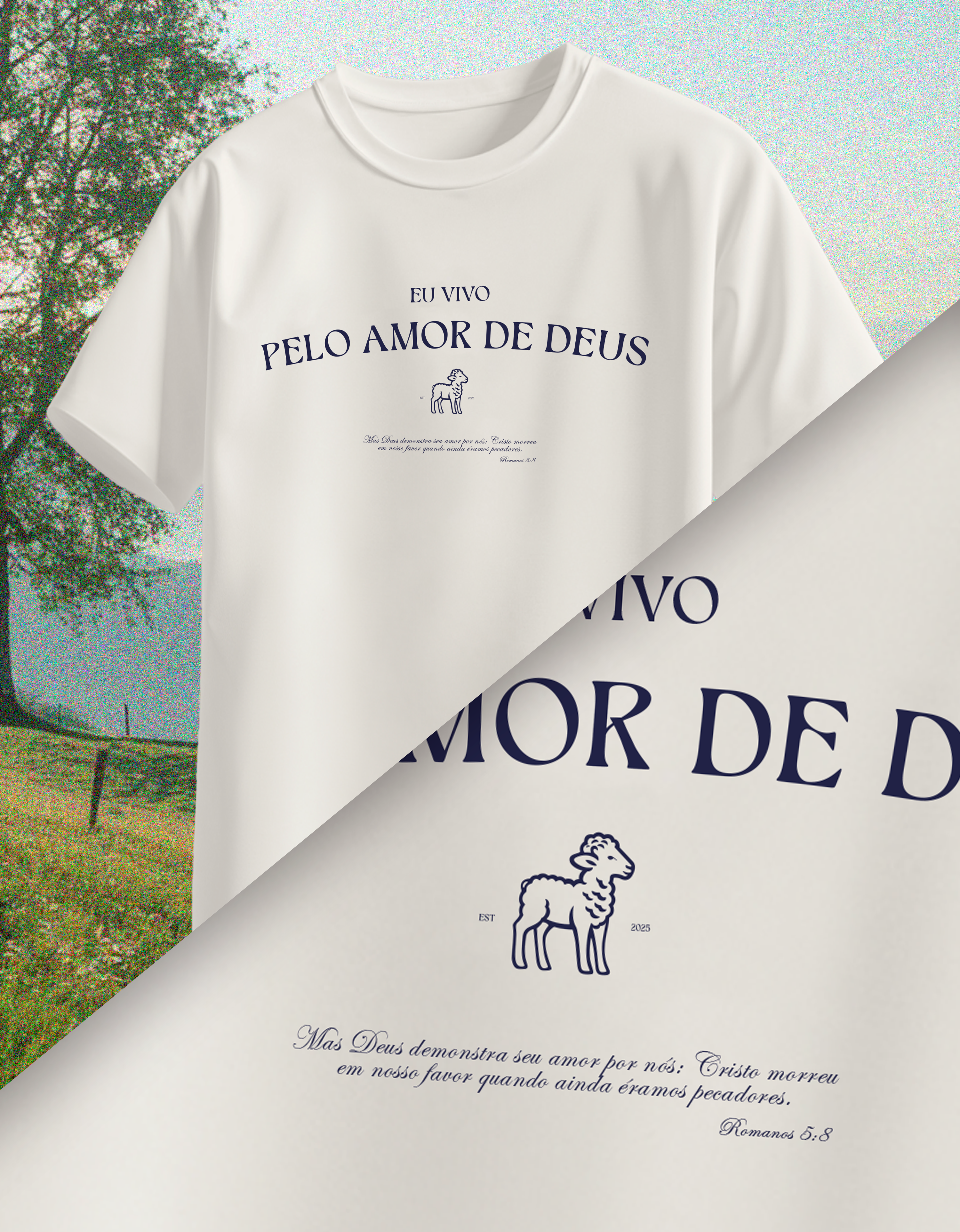Camiseta Clássica Masculina - Eu vivo Pelo Amor de Deus