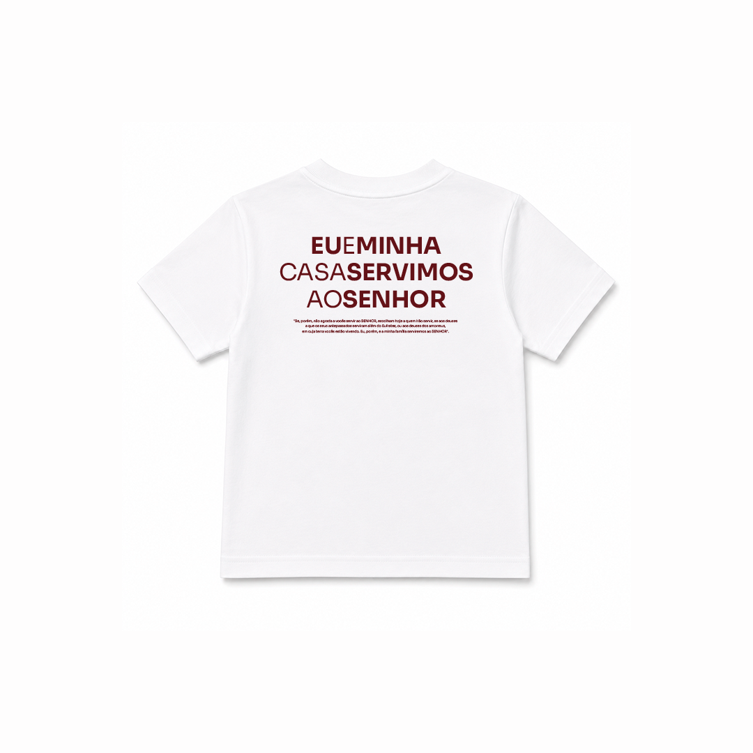 Camiseta Infantil Offwhite - Eu e minha casa servimos ao senhor