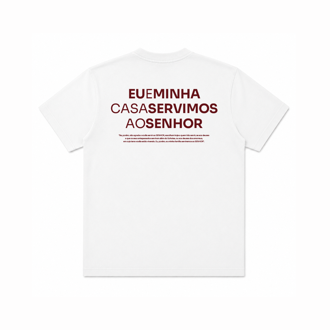 Camiseta Clássica Feminina Offwhite - Eu e minha casa servimos ao senhor