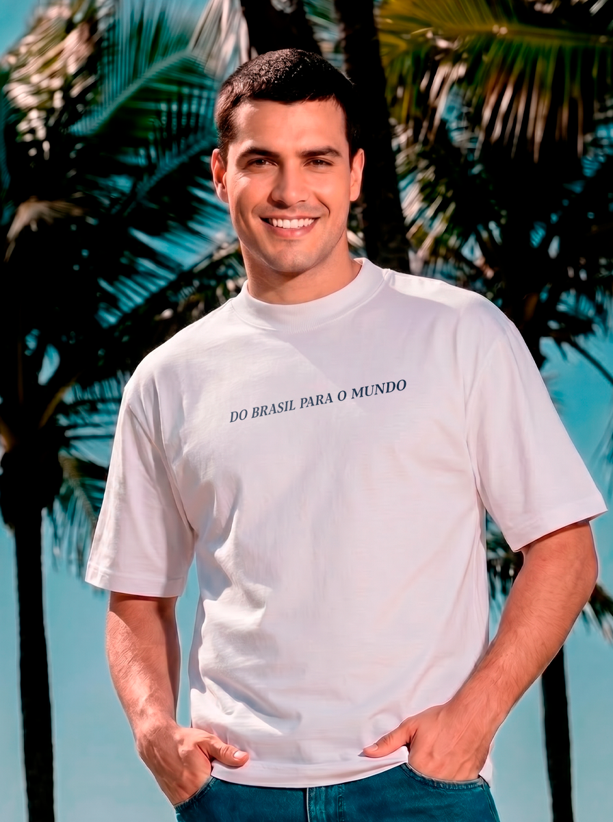 Camiseta Oversized Masculina - Do Brasil para o Mundo OffWhite