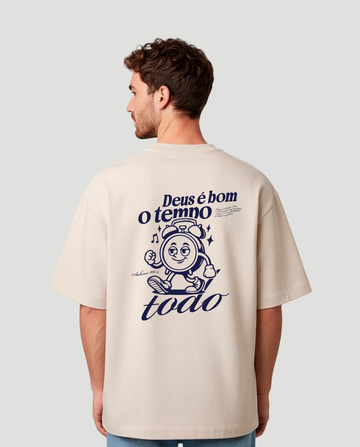 Camiseta Oversized - Deus é Bom o tempo todo