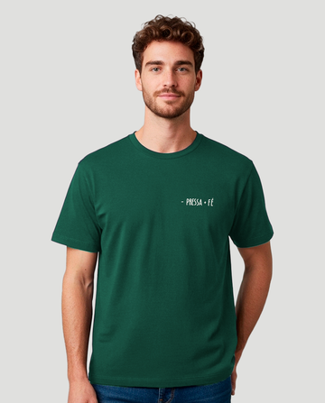 Camiseta Clássica Masculina - Pressa + Fé