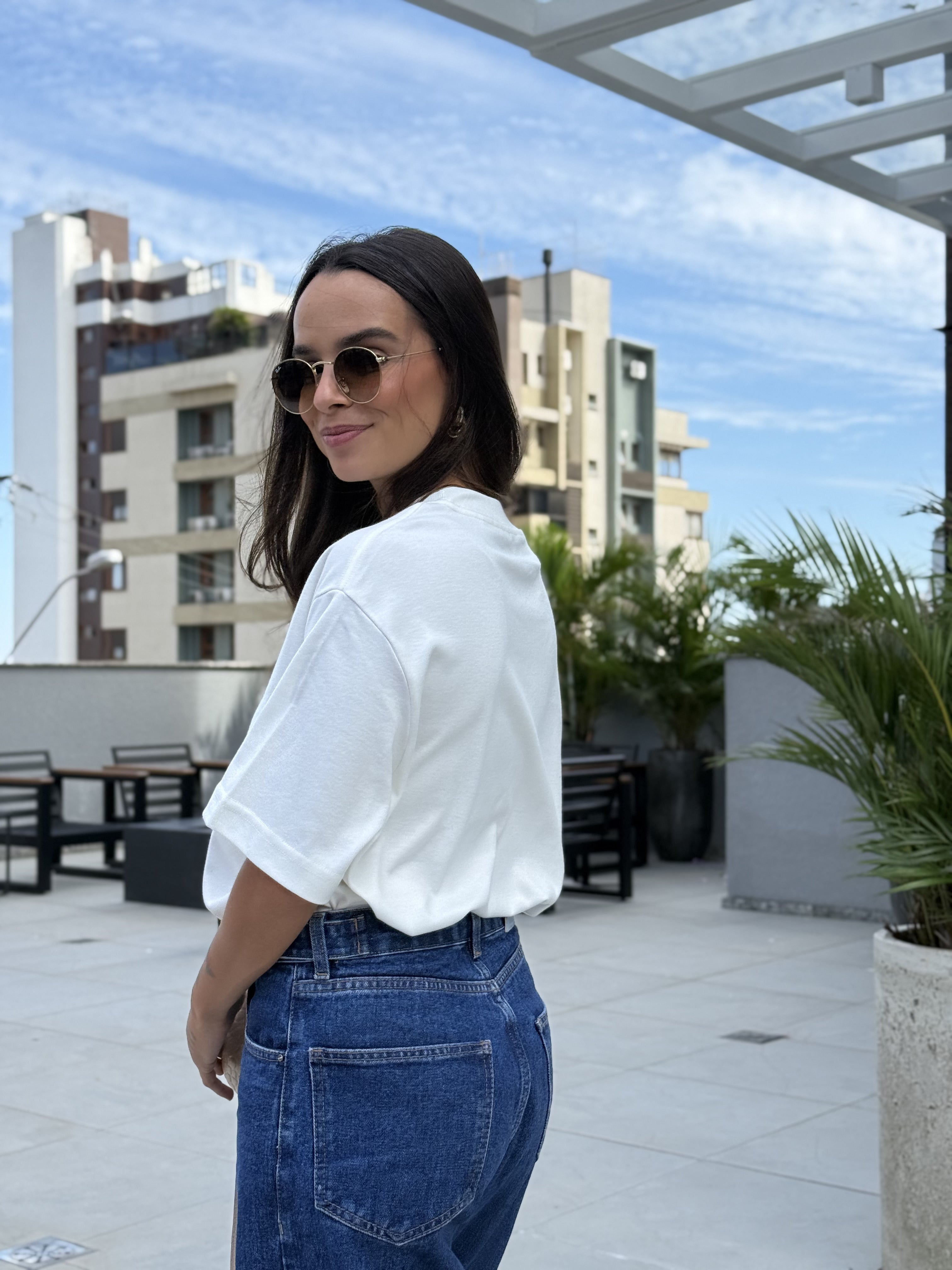 Camiseta Oversized Feminina - Pressa +Fé