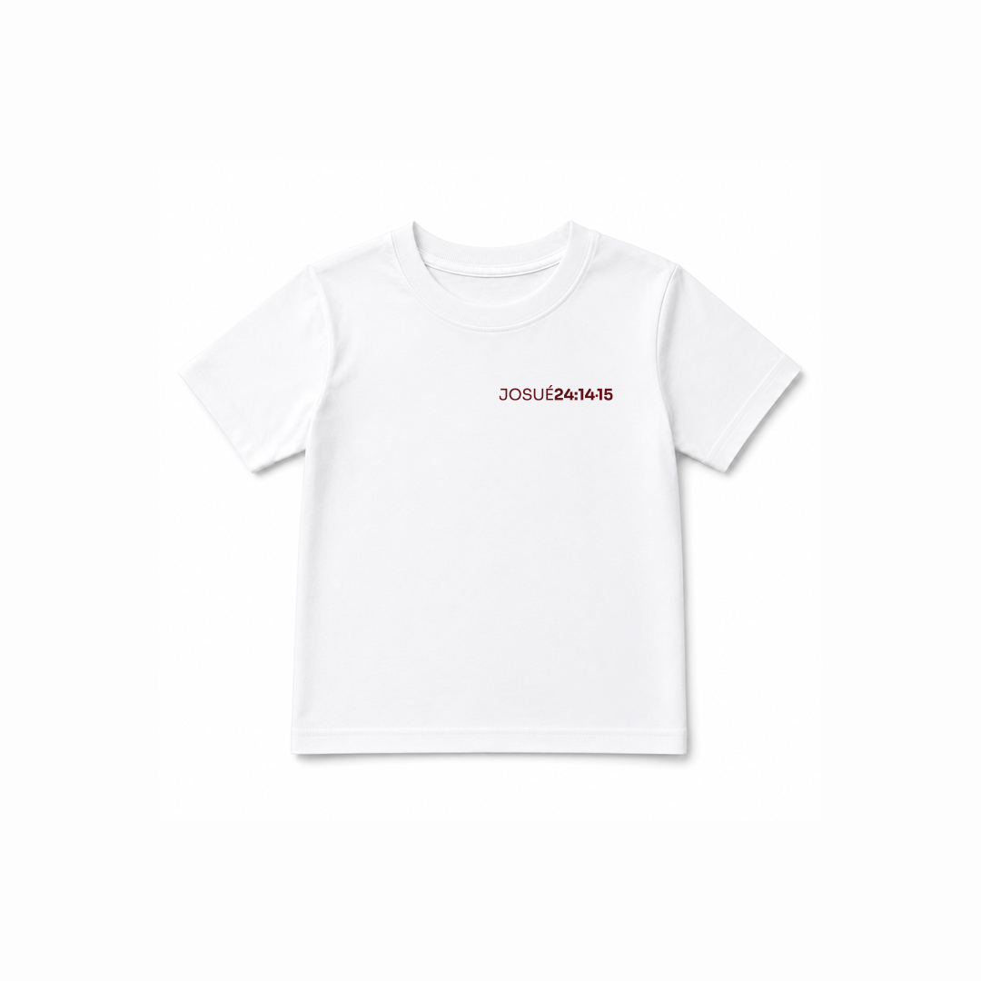 Camiseta Infantil Offwhite - Eu e minha casa servimos ao senhor