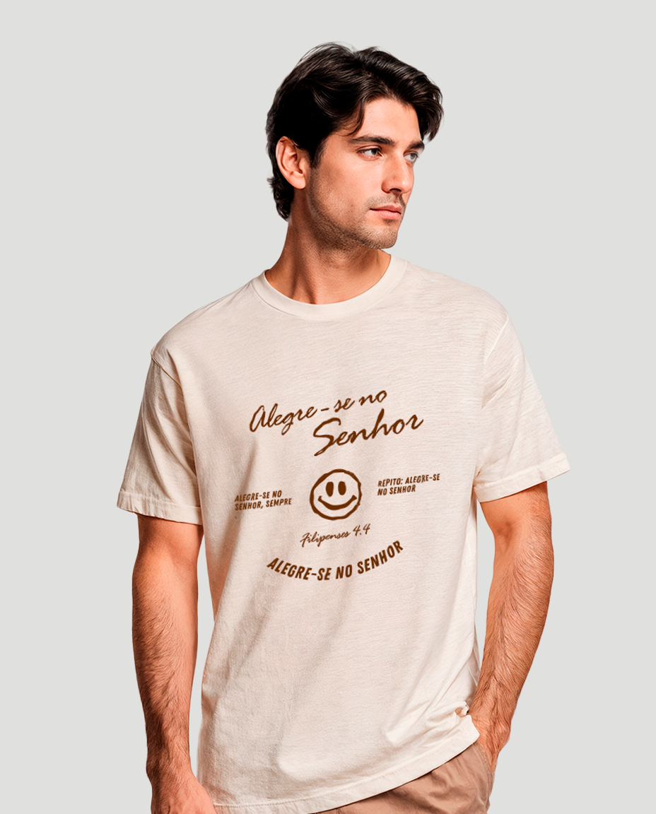 Camiseta Clássica Masculina - Alegre-se no Senhor