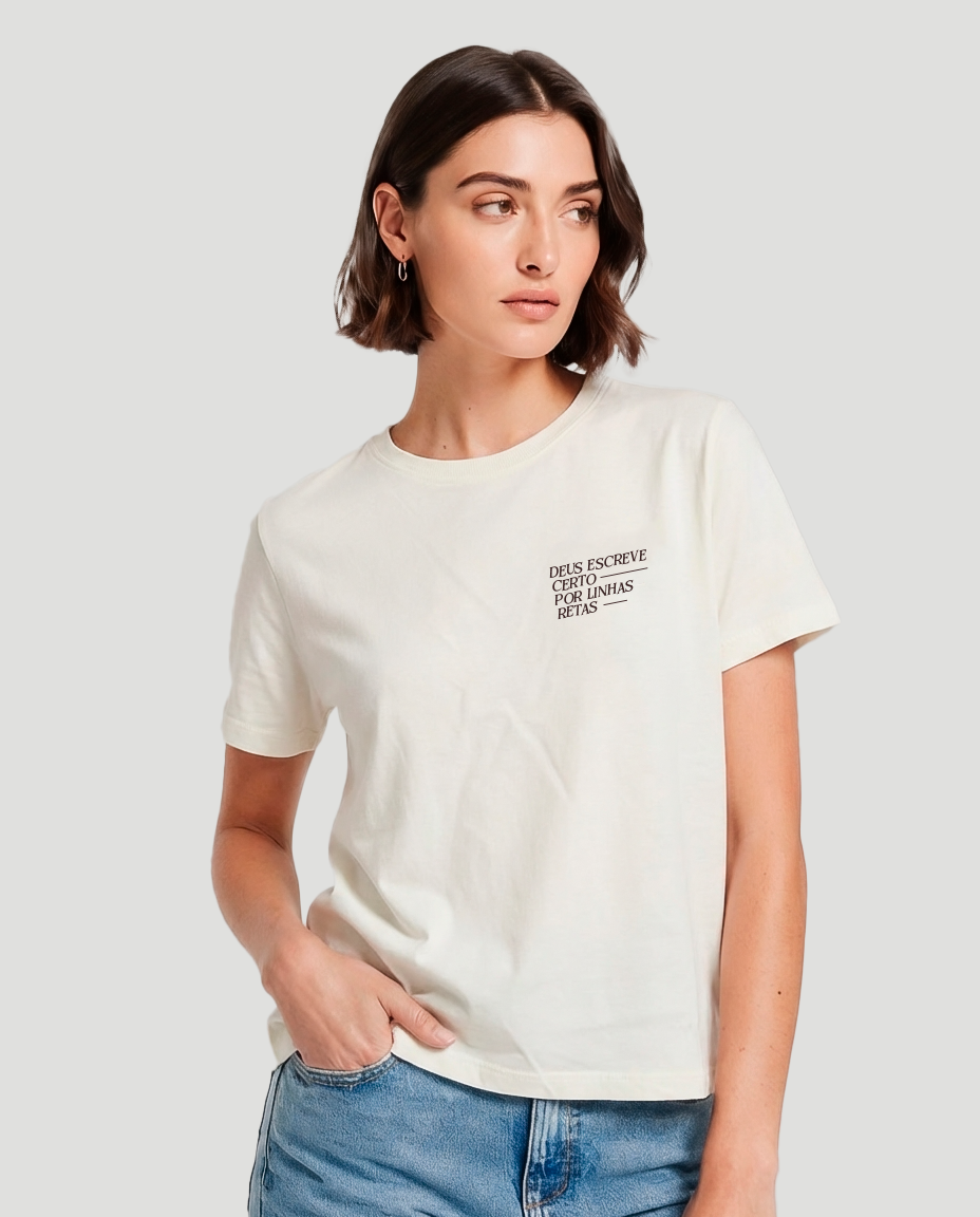Camiseta Baby Look - Deus escreve certo