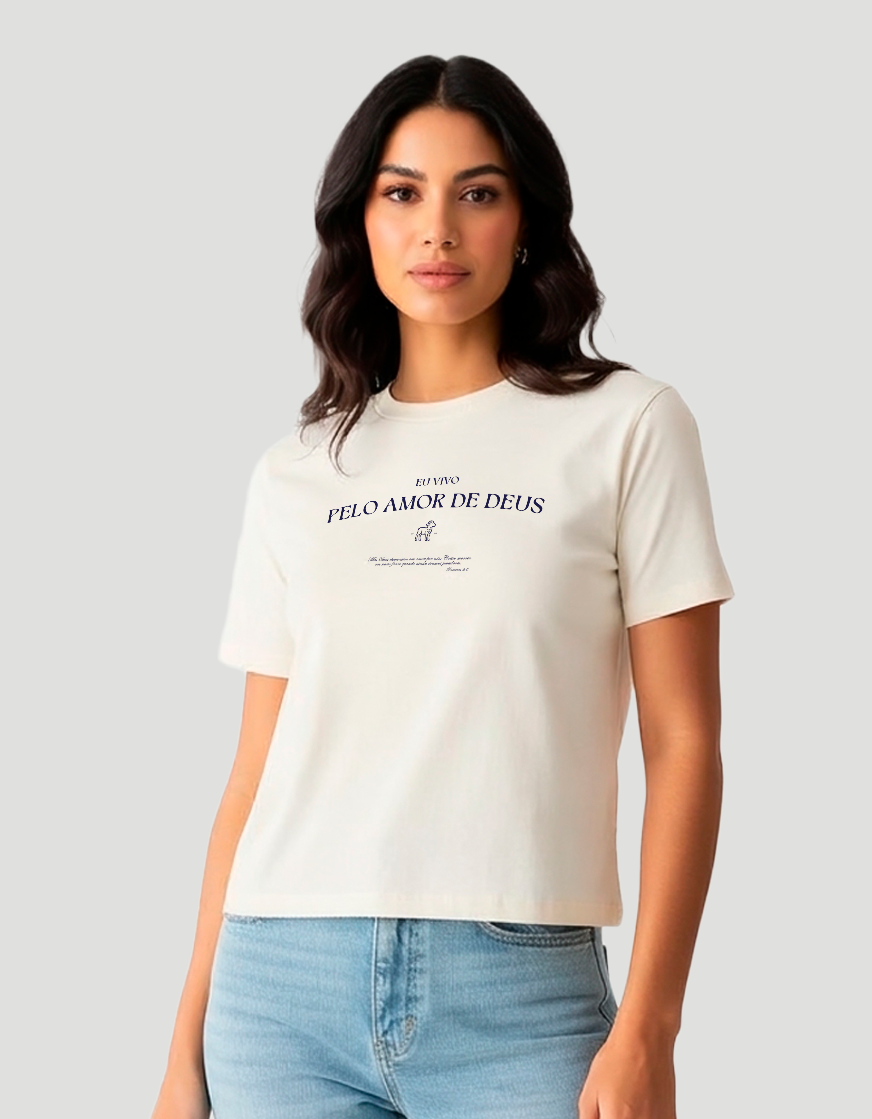 Camiseta Baby Look - Eu vivo Pelo Amor de Deus