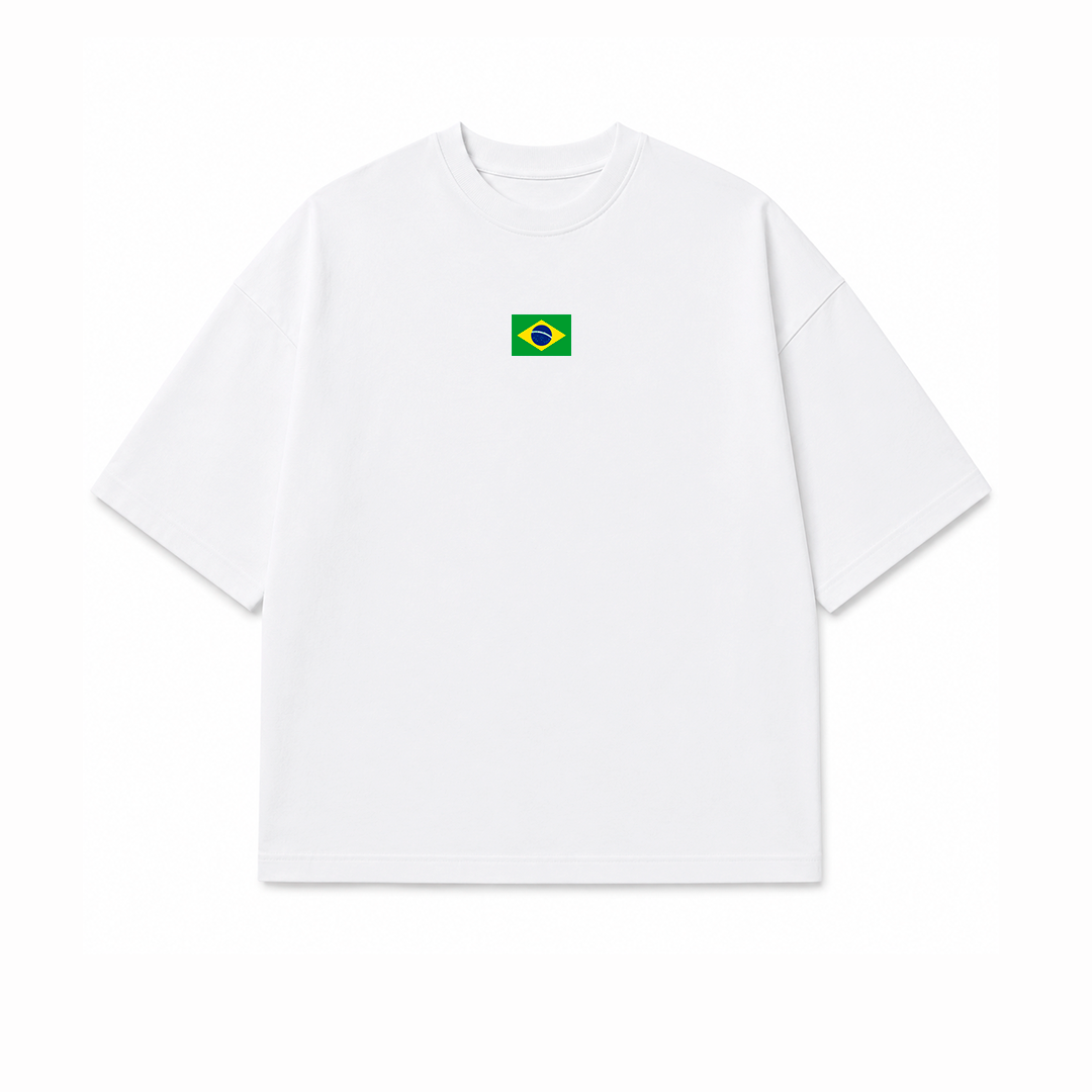 Camiseta Oversized Feminina - Brasil Off White