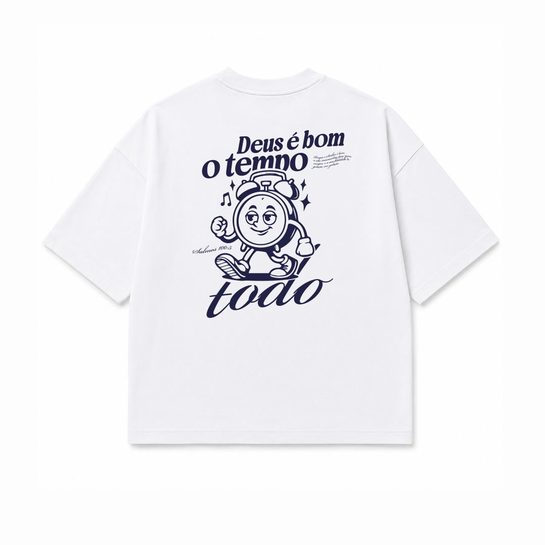 Camiseta Oversized - Deus é Bom o tempo todo