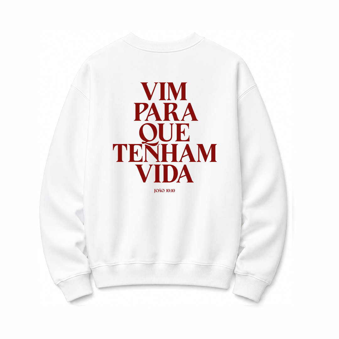 Moletom Vida Feminino OffWhite c/ Vinho