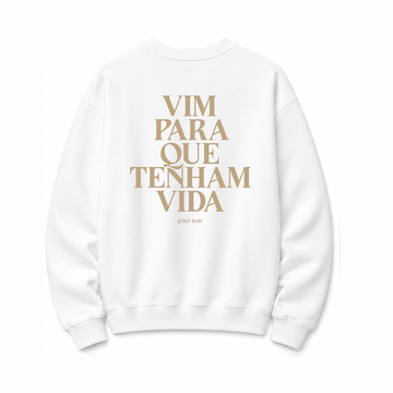 Moletom Vida Feminino OffWhite c/ Bege