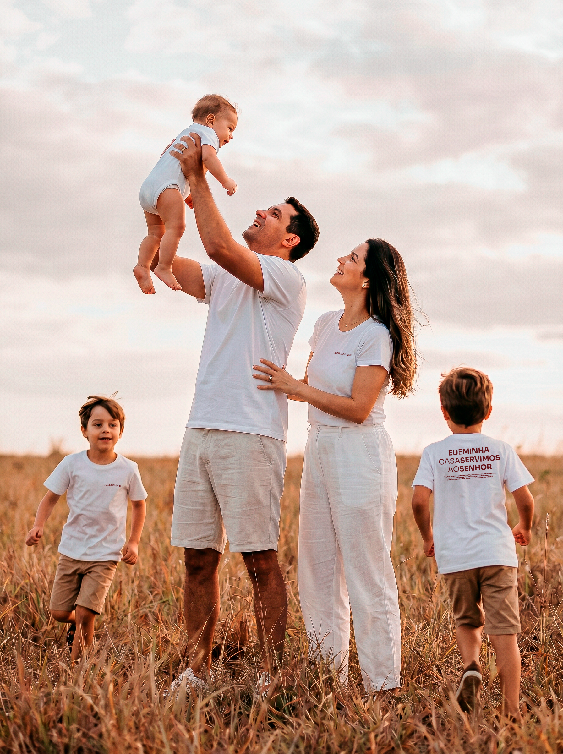 Camiseta Clássica Masculina OffWhite - Eu e minha casa servimos ao senhor