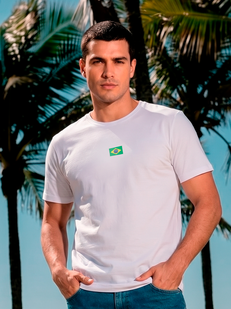 Camiseta Clássica Masculina - Brasil Off White