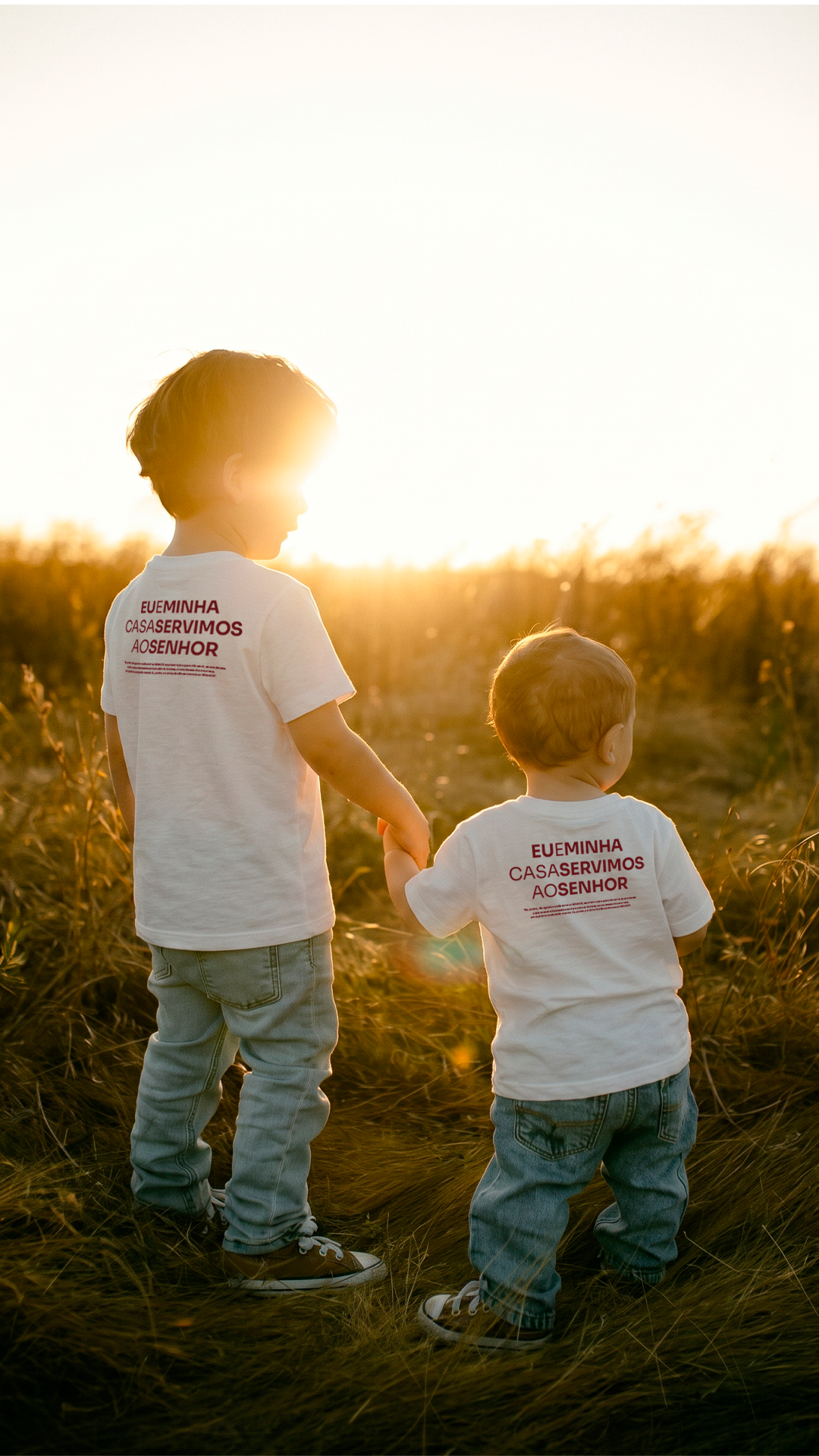 Camiseta Clássica Masculina OffWhite - Eu e minha casa servimos ao senhor