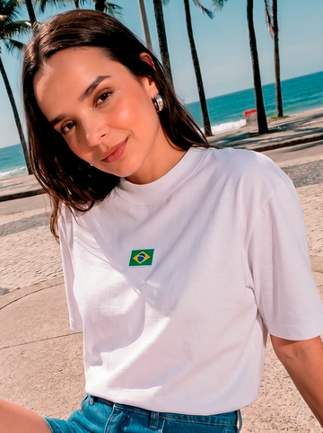 Camiseta Clássica Feminina - Brasil Off White